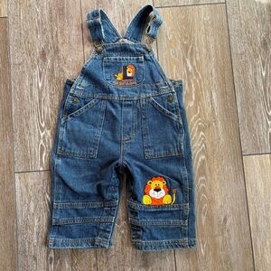 Vintage Lion Embroidered Overalls